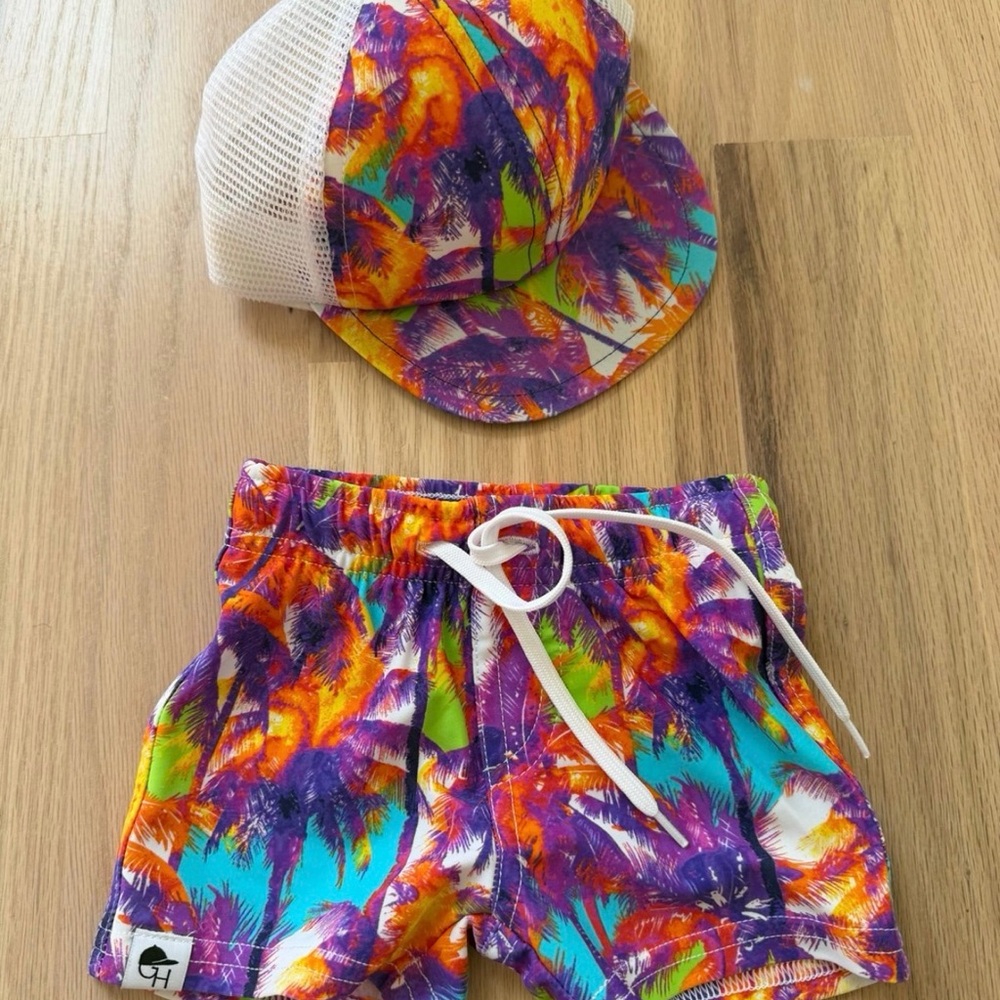 George Hats 3-6m swim trunks & infant hat set